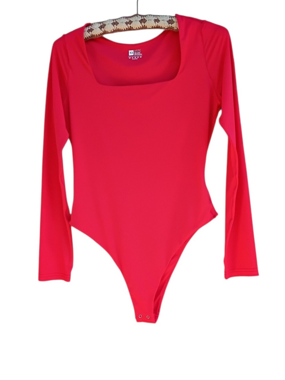 HYZ Red Long Sleeve Square Neck Bodysuit sz XL NEW